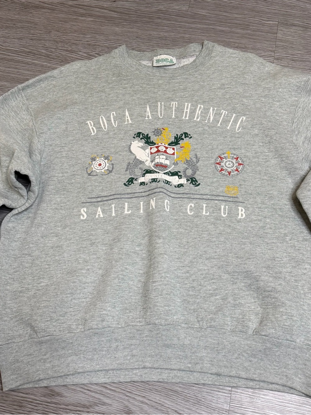 Vintage 90s Boca Authentic Sailing Club Sweatshirt Size L / XL Made In Canada